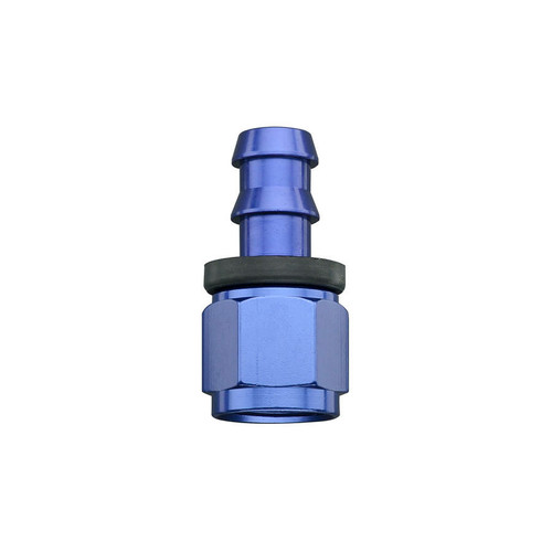 Fitting - Hose End - 8000 Series Push-Lite - Straight - 6 AN Hose Barb to 8 AN Female - Aluminum - Blue Anodized - Each