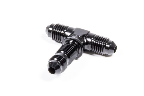 Fitting - Bulkhead Tee - 4 AN Male x 4 AN Male x 4 AN Male Bulkhead - Aluminum - Black Anodized - Each