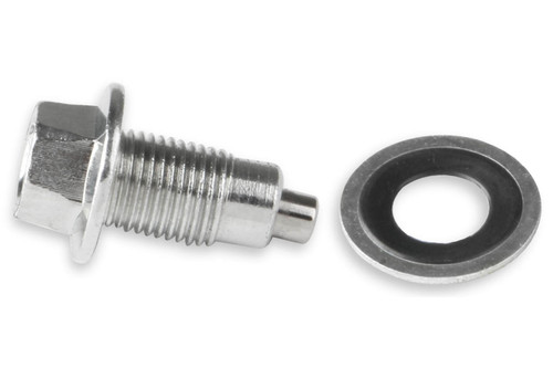 Drain Plug - 1/2-20 in Thread - 3/4 in Hex Head - Nylon Washer - Magnetic - Steel - Chrome - Each