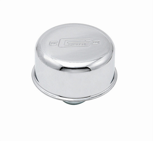 Breather - Push-In - Round - 1-1/4 in Hole - Mr. Gasket Logo - Steel - Chrome - Each