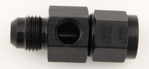 Fitting - Gauge Adapter - Straight - 6 AN Female to 6 AN Male - 1/8 in NPT Gauge Port - Aluminum - Black Anodized - Each