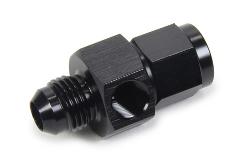 Fitting - Gauge Adapter - Straight - 6 AN Female to 6 AN Male - 1/8 in NPT Gauge Port - Aluminum - Black Anodized - Each