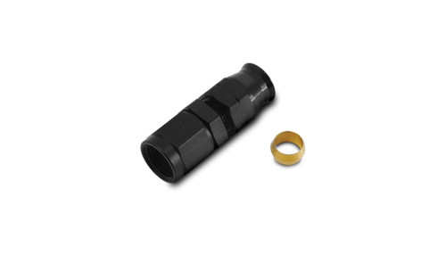 Fitting - Tube End - Straight - 8 AN Female to 3/8 in Tubing - Brass Ferrule - Aluminum - Black Anodized - Each