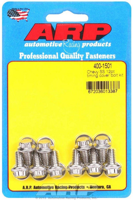 Timing Cover Bolt Kit - 12 Point Head - Stainless - Polished - Small Block Chevy - Set of 10