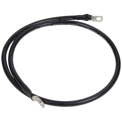 Battery Cable - 4 Gauge - 35 in - Copper - 3/8 in Ring Terminals - Black - Each