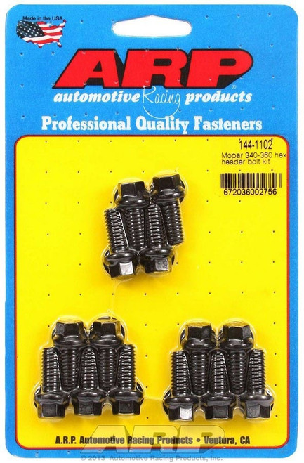 Header Bolt - 5/16-18 in Thread - 0.75 in Long - Hex Head - Chromoly - Black Oxide - Mopar V8 - Set of 14