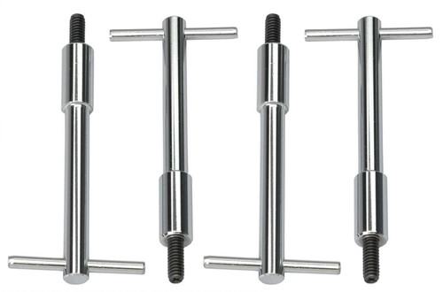 Valve Cover Fastener - Stud - 1/4-20 in Thread - 1.000 in Long - 4-1/4 in Tall T-Bar Wing Nuts - Steel - Chrome - Set of 4