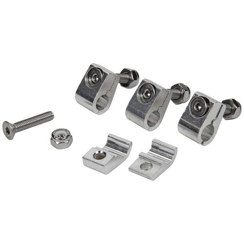 Line Clamp - 2 Piece - 0.312 in ID - Aluminum - Polished - Set of 4