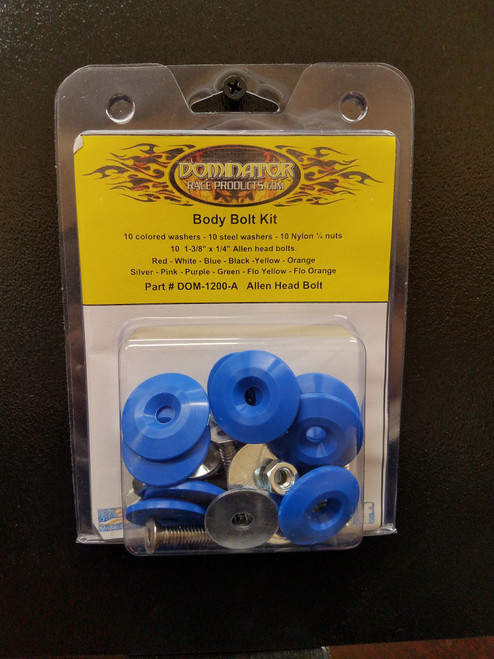 Countersunk Bolt Kit - 1/4-20 in Thread - 1.75 in Long - Allen Head - Countersunk Washers / Nuts - Plastic / Steel - Blue - Set of 10