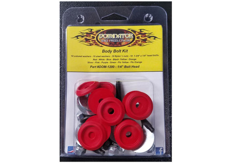 Countersunk Bolt Kit - 1/4-20 in Thread - 1.375 in Long - Hex Head - Countersunk Washers / Nuts - Plastic / Steel - Red - Set of 10