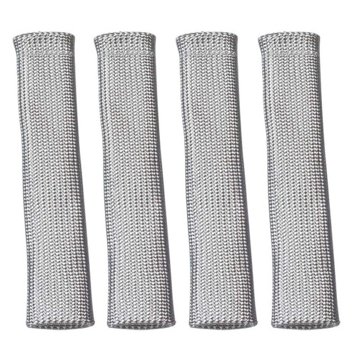 Spark Plug Boot Sleeve - 3/4 in ID - 7-1/2 in Long - High Temperature - Braided Fiberglass - Silver - Set of 4