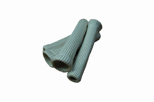 Spark Plug Boot Sleeve - 6 in Long - Braided Fiberglass - Natural - Set of 4