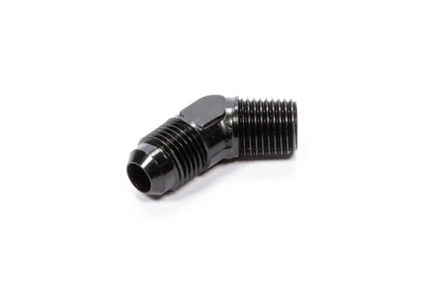 Fitting - Adapter - 45 Degree - 8 AN Male to 3/8 in NPT Male - Aluminum - Black Anodized - Each