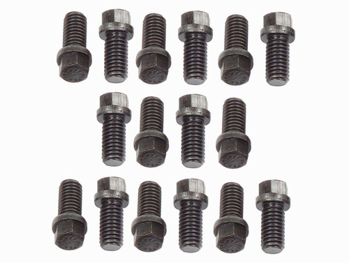 Header Bolt - 3/8-16 in Thread - 0.75 in Long - Hex Head - Steel - Black Oxide - Big Block Chevy / Small Block Ford - Set of 16 Header Bolt - 3/8-16 in Thread - 0.75 in Long - Hex Head - Steel - Black Oxide - Big Block Chevy / Small Block Ford - Set of 16