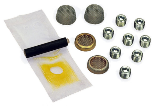 Oil Return Screen Kit - Screens / Epoxy / Plugs - Stainless Mesh - Small Block Chevy - Kit Oil Return Screen Kit - Screens / Epoxy / Plugs - Stainless Mesh - Small Block Chevy - Kit