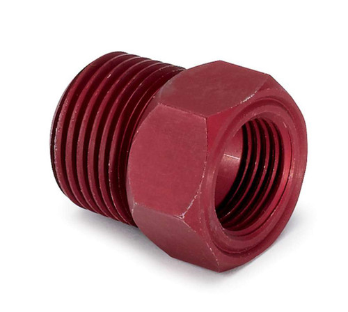 Fitting - Adapter - Straight - 5/8-18 in Female to 1/2 in NPT Male - Aluminum - Red Anodized - Mechanical Temperature Gauges - Each
