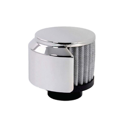 Breather - Clamp-On - Round - 1-1/2 in Hole - Half Shielded - Rubber / Steel - Black / Chrome - Each