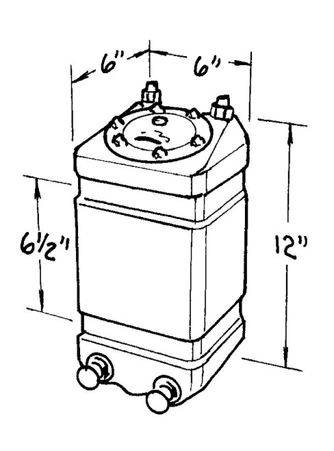 Fuel Cell - Nitrous Enrichment - 1 gal - 6 in Wide x 6 in Deep x 12 in Tall - Two 8 AN Outlets - 6 AN Return - 6 AN Vent - Foam - Plastic - Black - Each Fuel Cell - Nitrous Enrichment - 1 gal - 6 in Wide x 6 in Deep x 12 in Tall - Two 8 AN Outlets - 6 AN Return - 6 AN Vent - Foam - Plastic - Black - Each