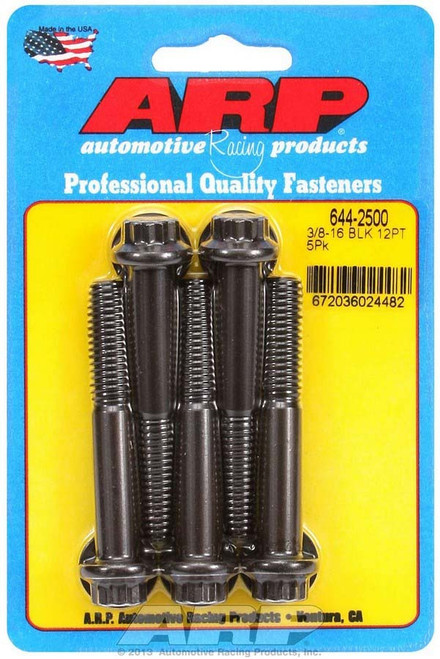 Bolt - 3/8-16 in Thread - 2.5 in Long - 7/16 in 12 Point Head - Chromoly - Black Oxide - Universal - Set of 5