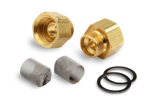 Carburetor Inlet Fitting - Straight - 5/8-18 in Inverted Flare Female to 9/16-24 in Male - Brass - Natural - Demon Carburetors - Pair