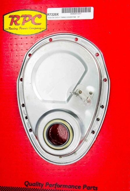 Timing Cover - 1-Piece - Gaskets / Hardware / Seal / Timing Tab Included - Steel - Natural - Small Block Chevy - Kit