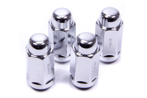 Lug Nut - Acorn Bulge Extra Long - 9/16-18 in Right Hand Thread - 13/16 in Hex Head - 60 Degree Seat - Closed End - Steel - Chrome - Set of 4