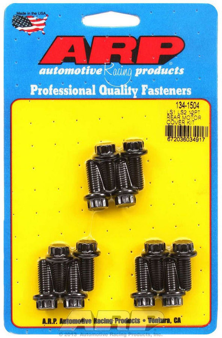 Rear Engine Cover Bolt Kit - 12 Point Head - Chromoly - Black Oxide - GM LS-Series - Set of 12