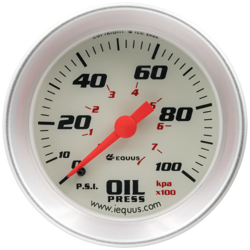 Oil Pressure Gauge - 8000 Performance Series - 0-100 psi - Mechanical - Analog - Full Sweep - 2 in Diameter - White Face - Each