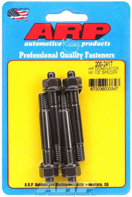 Carburetor Stud - 5/16-18 and 5/16-24 in Thread - 2.7 in Long - Hex Nuts - Chromoly - Black Oxide - Set of 4