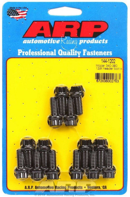 Header Bolt - 5/16-18 in Thread - 0.75 in Long - 12 Point Head - Chromoly - Black Oxide - Mopar V8 - Set of 14