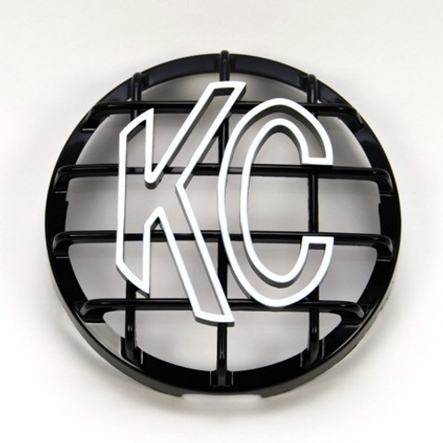 Light Guard - White KC Logo - Plastic - Black - 6 in KC Daylighters / Slim Lights - Each