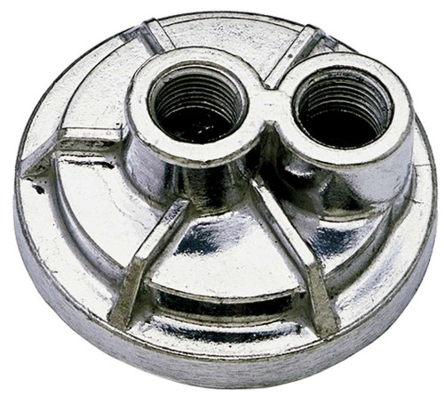 Oil Filter Adapter - Bypass - 13/16-16 in Center Thread - 1/2 in NPT Female Inlet - 1/2 in NPT Female Outlet - Aluminum - Natural - Chevy V8 - Each