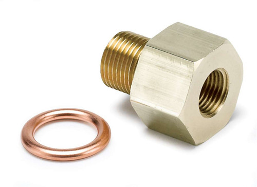 Fitting - Adapter - Straight - 1/8 in NPT Female to 12 mm x 1.00 Male - Brass - Natural - Oil Pressure Gauges - Each