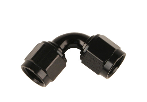 Fitting - Adapter - 90 Degree - 6 AN Female Swivel to 6 AN Female Swivel - Aluminum - Black Anodized - Each