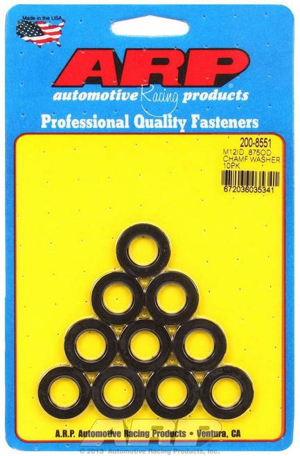 Flat Washer - Special Purpose - 12 mm ID - 0.875 in OD - 3 mm Thick - Chromoly - Black Oxide - Set of 10