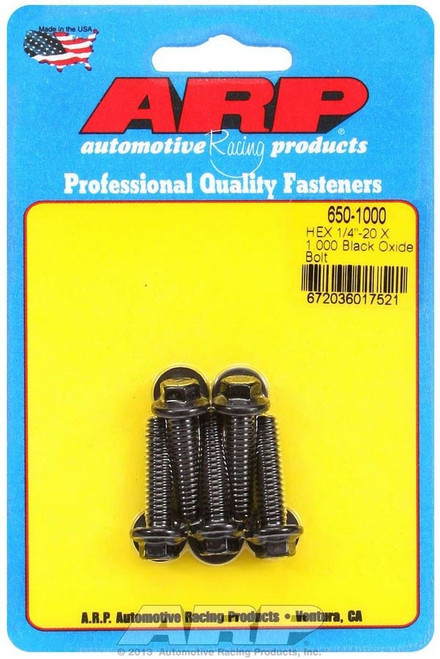 Bolt - 1/4-20 in Thread - 1 in Long - 5/16 in Hex Head - Chromoly - Black Oxide - Universal - Set of 5