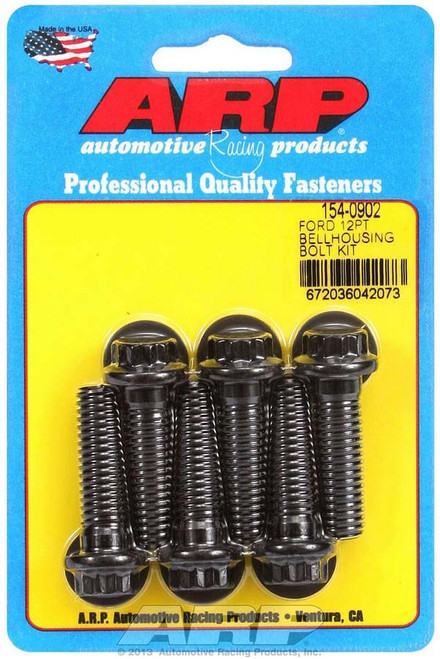 Bellhousing Bolt Kit - 7/16-14 in Thread - 1.5 in Long - 12 Point Head - Washers Included - Chromoly - Black Oxide - Small Block Ford - Kit
