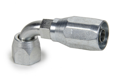 Fitting - Hose End - AQP High Pressure - 90 Degree - 8 AN Hose to 3/4-16 in Female - Steel - Zinc Plated - Each
