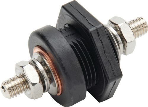 Battery Cable Connector - Bulkhead - 12V - 1-1/4 in Diameter Hole - 3/8-16 in Stud - Black - Each