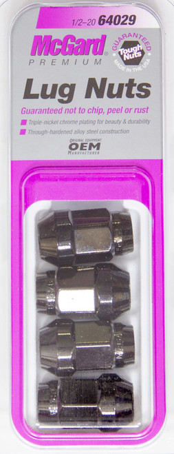 Lug Nut - Premium - 1/2-20 in Right Hand Thread - 3/4 in Hex Head - Cone Seat - Closed End - Steel - Black Chrome - Set of 4