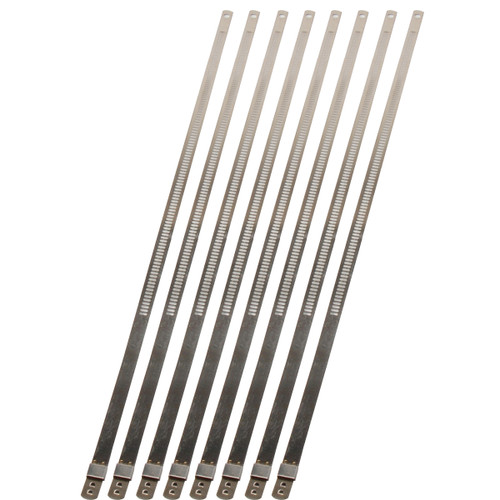 Exhaust Wrap Ties - Locking - 7 mm Wide - 9 in Long - Heat Resistant - Stainless - Set of 8