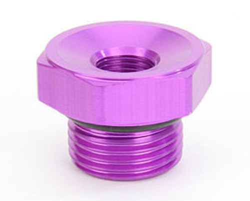 Fitting - Plug - 8 AN Male O-Ring - 1/8 in NPT Female Port - Hex Head - Aluminum - Purple Anodized - Each