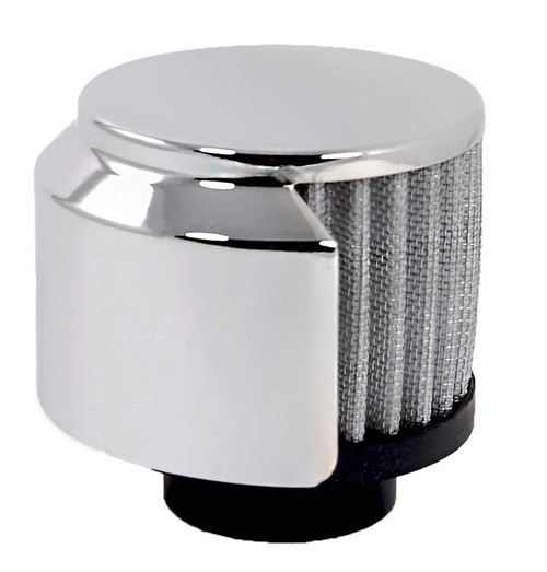 Breather - Clamp-On - Round - 1-3/8 in Hole - Half Shielded - Rubber / Steel - Black / Chrome - Each