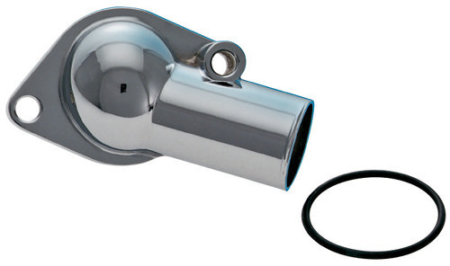 Water Neck - 45 Degree - 1-1/2 in ID Hose - O-Ring - Aluminum - Chrome - Chevy V8 - GM A-Body / F-Body 1966-75 - Each