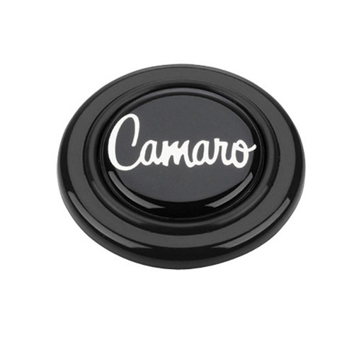 Horn Button - Black / Silver Camaro Logo - Plastic - Black - Grant Signature Series Wheels - Each