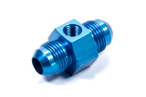 Fitting - Gauge Adapter - Straight - 8 AN Male to 8 AN Male - 1/8 in NPT Gauge Port - Aluminum - Blue Anodized - Each