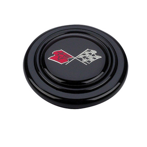 Horn Button - Black / Red / Silver Corvette Logo - Plastic - Black / Red / Silver - Grant Signature Series Wheels - Each Horn Button - Black / Red / Silver Corvette Logo - Plastic - Black / Red / Silver - Grant Signature Series Wheels - Each