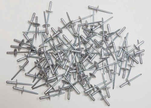 Rivet - Avex Style - 5/8 in Head - 3/16 in Steel Mandrel - 1/2 in Grip Range - Aluminum - Natural - Set of 100