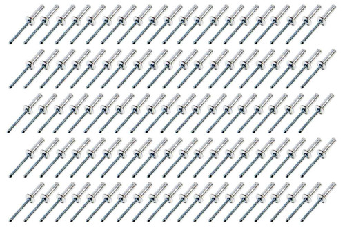 Rivet - Avex Style - 3/8 in Head - 3/16 in Steel Mandrel - 1/2 in Grip Range - Aluminum - Natural - Set of 100