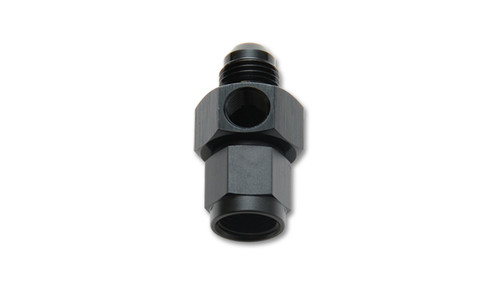 Fitting - Gauge Adapter - Straight - 6 AN Female to 6 AN Male Flare - 1/8 in NPT Gauge Port - Aluminum - Black Anodized - Each